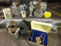 A Silver Cloisonne pill pot along with a London Hallmarked silver pill pot with Gullioche enamel