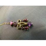 9ct gold Chandelier style pendant set with Red and Purple stones (possibly Amethyst and Rubies), and