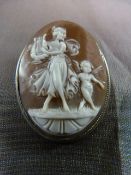 Silver (800) Brown Cameo Brooch, a very fine Cameo depicting Erato playing her Lyre and dancing,