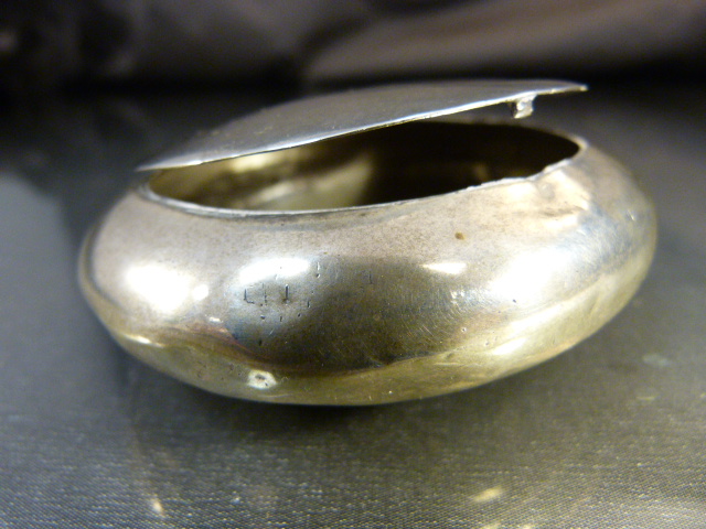 Three hallmarked silver items to include a pebble shaped snuff case and two silver pots. total - Image 12 of 19