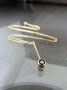 9ct Gold Pendant approx 26.24mm knife edge bar set with an approx .05ct Diamond set with in an