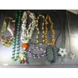 Collection of Semi-Precious stone costume jewellery - consisting of six necklaces/bracelets in