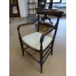 Mahogany framed carver hall chair with foliate scroll decoration