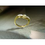 18ct Yellow Gold Art Deco Diamond set ring. Circular central stone 'floats' in a larger set circle