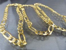 9ct Gold 24" long Figaro neck chain approx 5.4mm wide with lobster claw clasp. Weight approx 14.8g