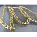 9ct Gold 24" long Figaro neck chain approx 5.4mm wide with lobster claw clasp. Weight approx 14.8g