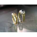 2 x Gold Rings: - (1) 18ct Gold (Chester 1917) 5 stone boat ring, set with small Rose Cut