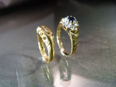 2 x Gold Rings: - (1) 18ct Gold (Chester 1917) 5 stone boat ring, set with small Rose Cut