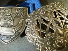 Nurses Masonic belt buckle (hallmarked silver) by Toye, Kenning & Spencer and a silver plated