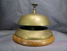 Oak based brass waiting room bell