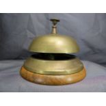 Oak based brass waiting room bell