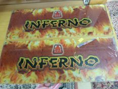 Two ACE Inferno glass panels for a pub fruit machine