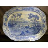A Spode Indian Sporting Series Meat platter entitled to the reverse DRIVING A BEAR OUT OF SUGAR