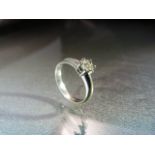 9ct White gold and .10 Diamond Solitaire Ring - Size H 1/2 - UK