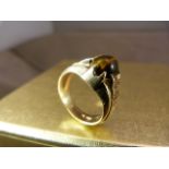Gent's Contemporary Ring (Makers Mark TAD, Birmingham 1973) in 9ct Gold Set with an oval cabachon