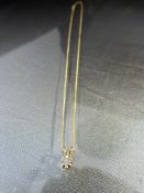 9ct Gold Pendant set with an approx .10ct Diamond set within a 4 claw setting. Hung from an 18" fine