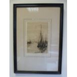 Signed etching by Judith Williams - Sailing Boats, Rye