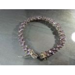 Vintage Amethyst Bracelet by Metal. 7.76mm wide x 8" long. The double row of pale Amethysts, 50 tear