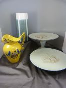 Pinder Bourne & Co Burslem cake stand with small chip to rim and one other taller one. Also to