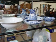 Large Copeland mixing bowl, Blue and White Willow pattern bowl (unmarked), Delph Blue and White