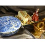 Mason's Bible Pattern Cheese dish, Blue and white willow pattern spode bowl, Paragon figure of a