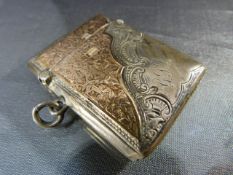 Hallmarked Silver Vesta case by Smith & Bartlam, Birmingham 1903 and inlaid to front with 9ct Rose
