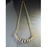 18ct Gold (750) Sapphire and Diamond necklace, 18" Long. A Central group of 7 graduated Marquise