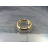 22ct Gold (London 1955) 'D' Shape wedding band approx 3mm wide, Size approx UK - M and USA - 6.