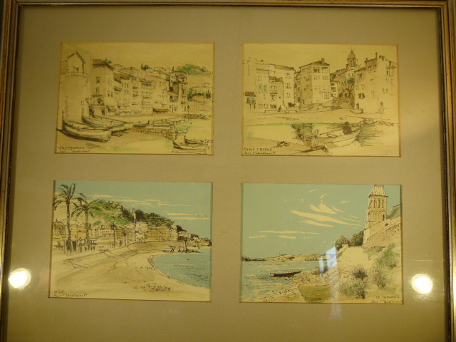 Various small framed watercolours mainly of French street scenes in Pen and Watercolour by Artist on - Image 7 of 13