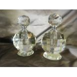 Pair of cut glass perfume bottles