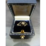 9ct Gold Sapphire and Diamond Cluster ring (1 sapphire missing). Size UK - K and USA 5. Weight