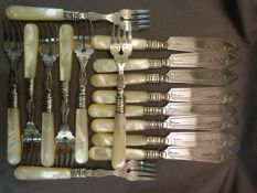 Set of eight WMF (for Württembergische Metallwarenfabrik) fish knives and forks (16 in total). All