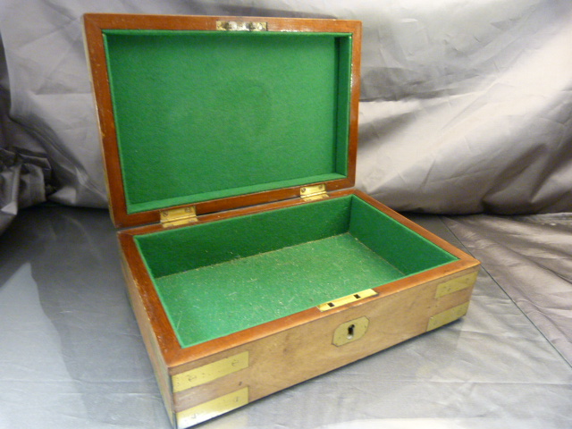 Brass banded wooden box with engraved plaque incorporating handle reads "Capt. Fraser Royal Navy" - Image 7 of 8
