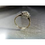 9ct Gold (375) Diamond Cluster ring. marked .34pt to inner shank. Ring Size UK - Q 1/2 Approx weight