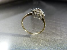 9ct Gold (375) Diamond Cluster ring. marked .34pt to inner shank. Ring Size UK - Q 1/2 Approx weight