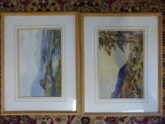 Two Watercolours depicting country scenes and an oil of a trading ship at sea