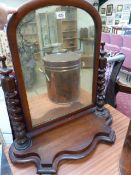 Victorian Mahogany Barley Twist dressing table mirror on lions feet - in need of some restoration