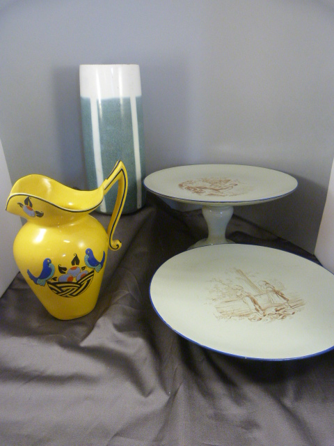 Pinder Bourne & Co Burslem cake stand with small chip to rim and one other taller one. Also to - Image 7 of 12