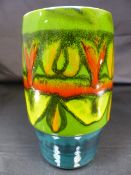 Poole Pottery vase shape 83 painted by Valerie Pullen. The unusual Cylindrical shaped vase is