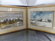 Geoff Bartlett - Pair of watercolours of winter Landscapes both signed in lower corners