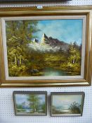 Three oils - One of a Mountainous scene signed C Bray and two others of heathland.