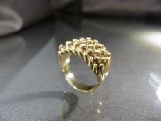 Gents 9ct Gold 6 strand 'Puzzle' style ring approx 16.2mm wide. Size approx UK - T and USA - 9.5.