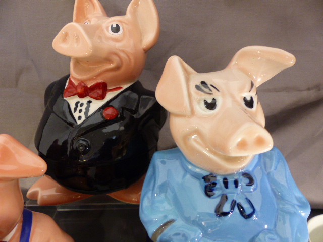 Set of five Wade Natwest Piggy Banks to include the Bank Manager along with two commemorative cups - Image 5 of 6