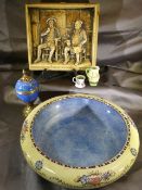 Tam O'Shanter and Souter Johnny wall plaque, Chelsea Ware bowl along with Royal Doulton miniature