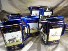 Set of seven Limited edition jugs designed and manufactured for Martell Cognac by Seton Pottery,