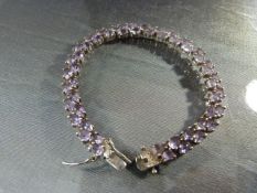 Vintage Amethyst Bracelet by Metal. 7.76mm wide x 8" long. The double row of pale Amethysts, 50 tear