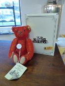 Modern Steiff Teddy bear all with original tags and Box 'Steiff Teddy Rot' Miniature bear.