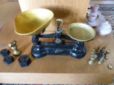 Vintage weighing scales with weights