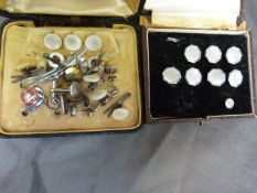 Various boxed cufflinks set with mother of pearl - mostly silver.