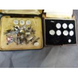 Various boxed cufflinks set with mother of pearl - mostly silver.